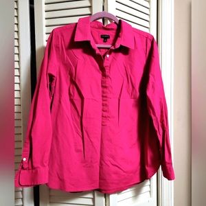 Fushia Long Sleeve Semi Button Down Shirt
